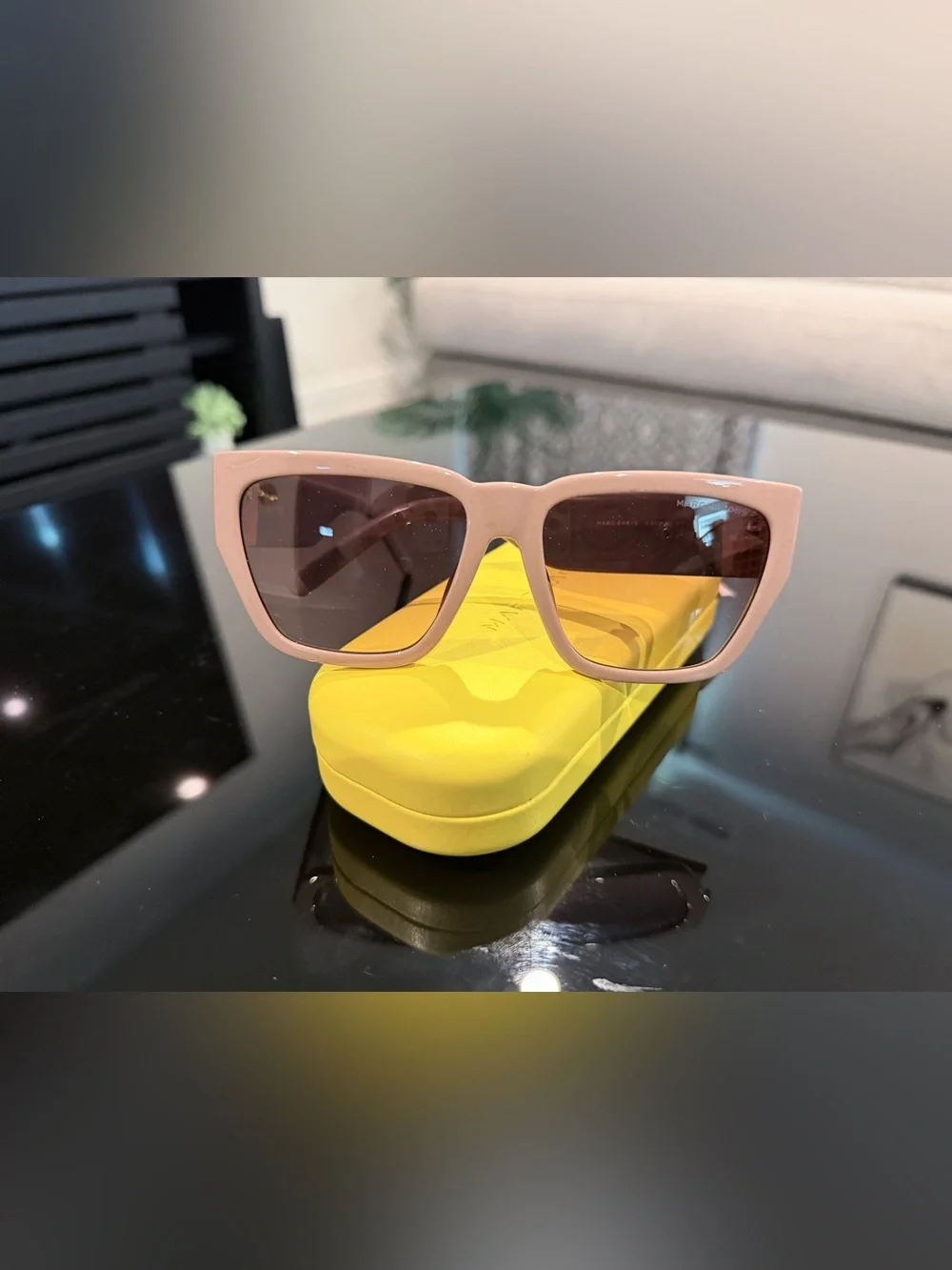 Marc Jacobs Tan Square Sunglasses with Brown Lenses